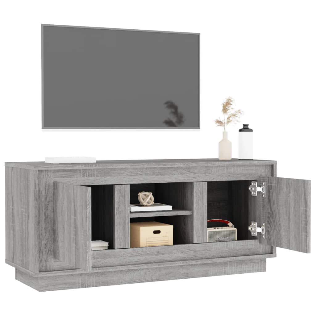 Mobile TV Grigio Sonoma 102x35x45 cm in Legno Multistrato - homemem39