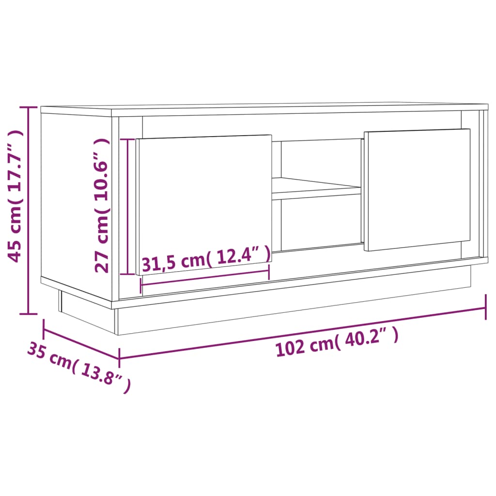 Mobile TV Grigio Sonoma 102x35x45 cm in Legno Multistrato - homemem39