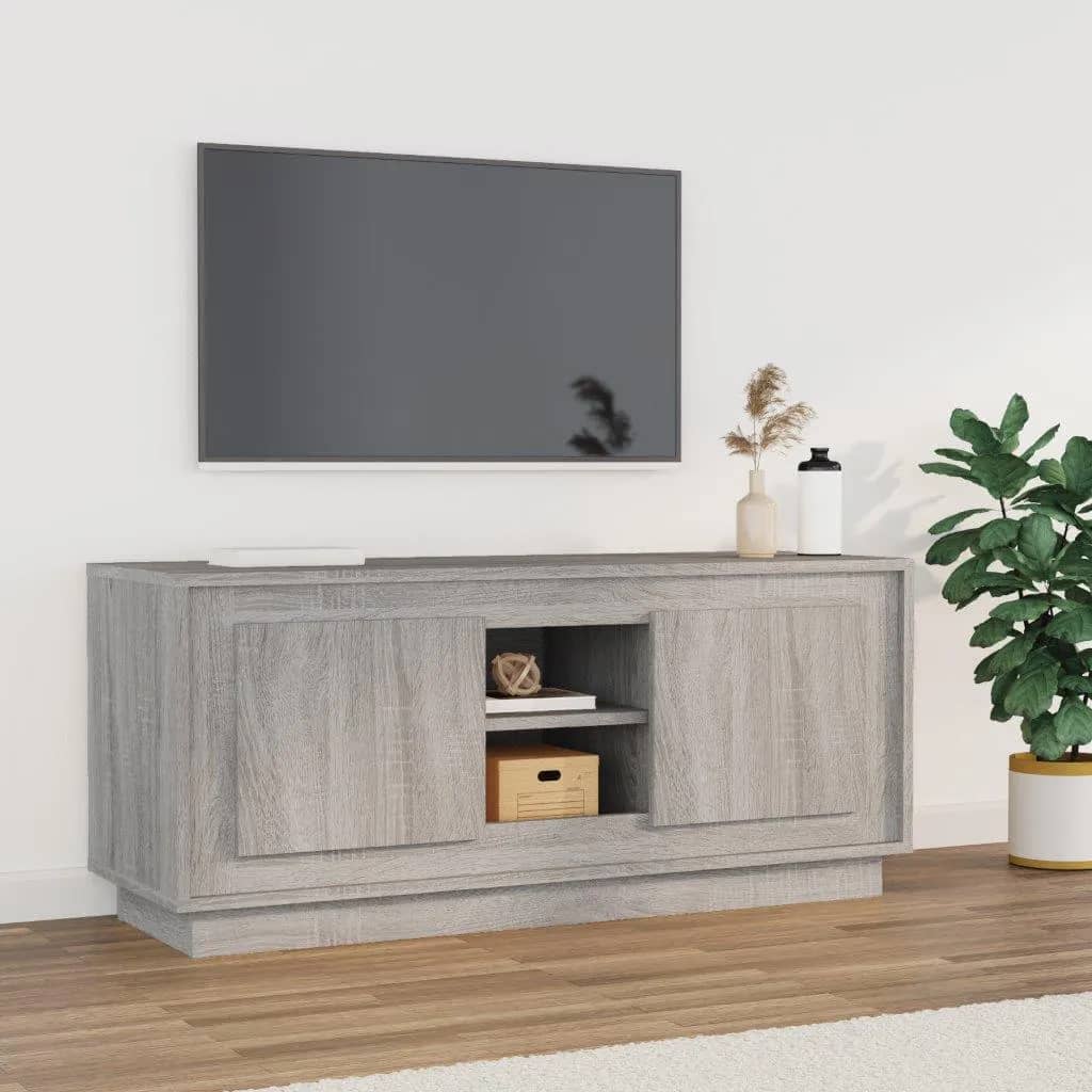 Mobile TV Grigio Sonoma 102x35x45 cm in Legno Multistrato - homemem39