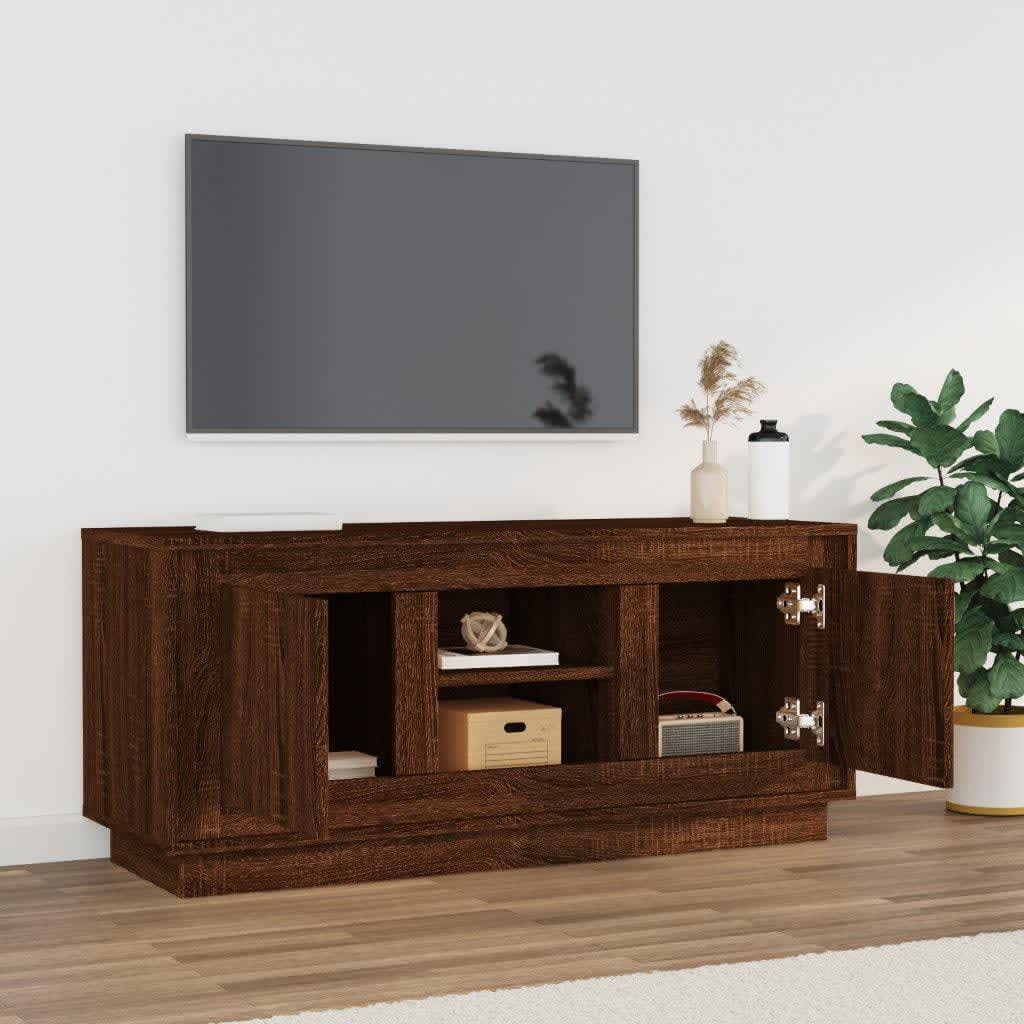 Mobile TV Rovere Marrone 102x35x45 cm in Legno Multistrato - homemem39