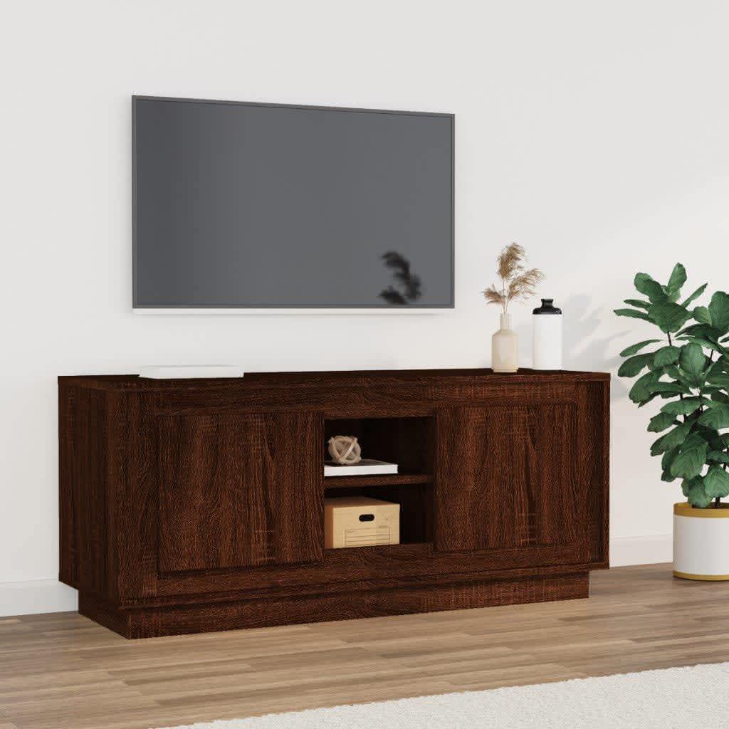 Mobile TV Rovere Marrone 102x35x45 cm in Legno Multistrato - homemem39