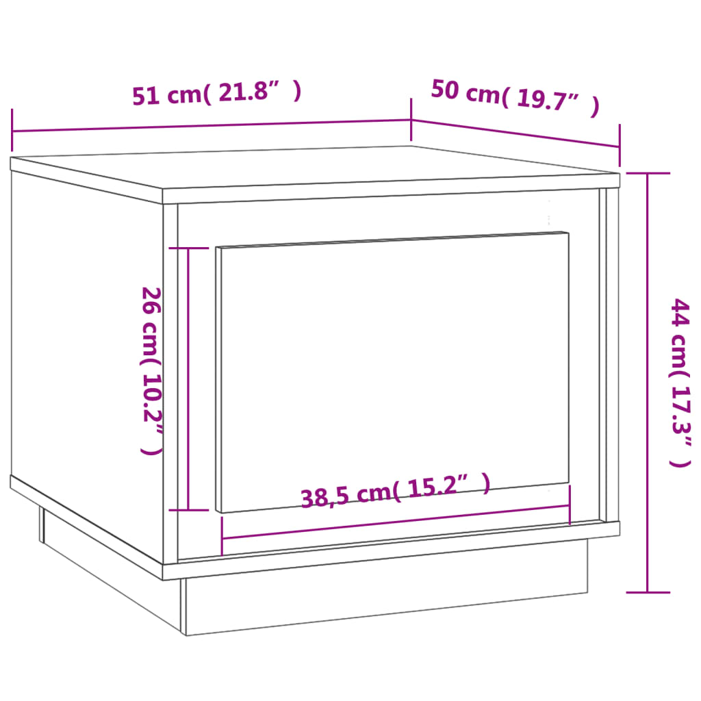 Tavolino da Salotto Nero 51x50x44 cm in Legno Multistrato - homemem39