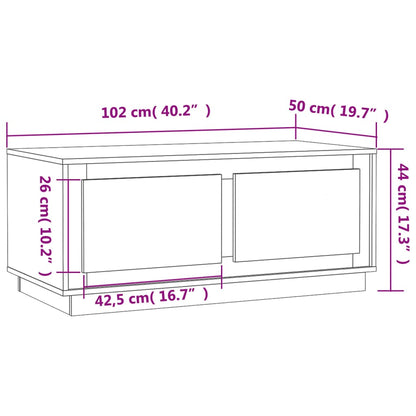 Tavolino da Salotto Bianco 102x50x44 cm in Legno Multistrato - homemem39