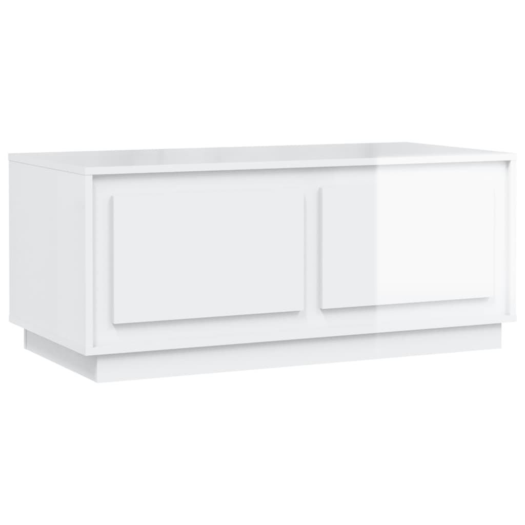 Tavolino da Salotto Bianco Lucido 102x50x44cm Legno Multistrato - homemem39