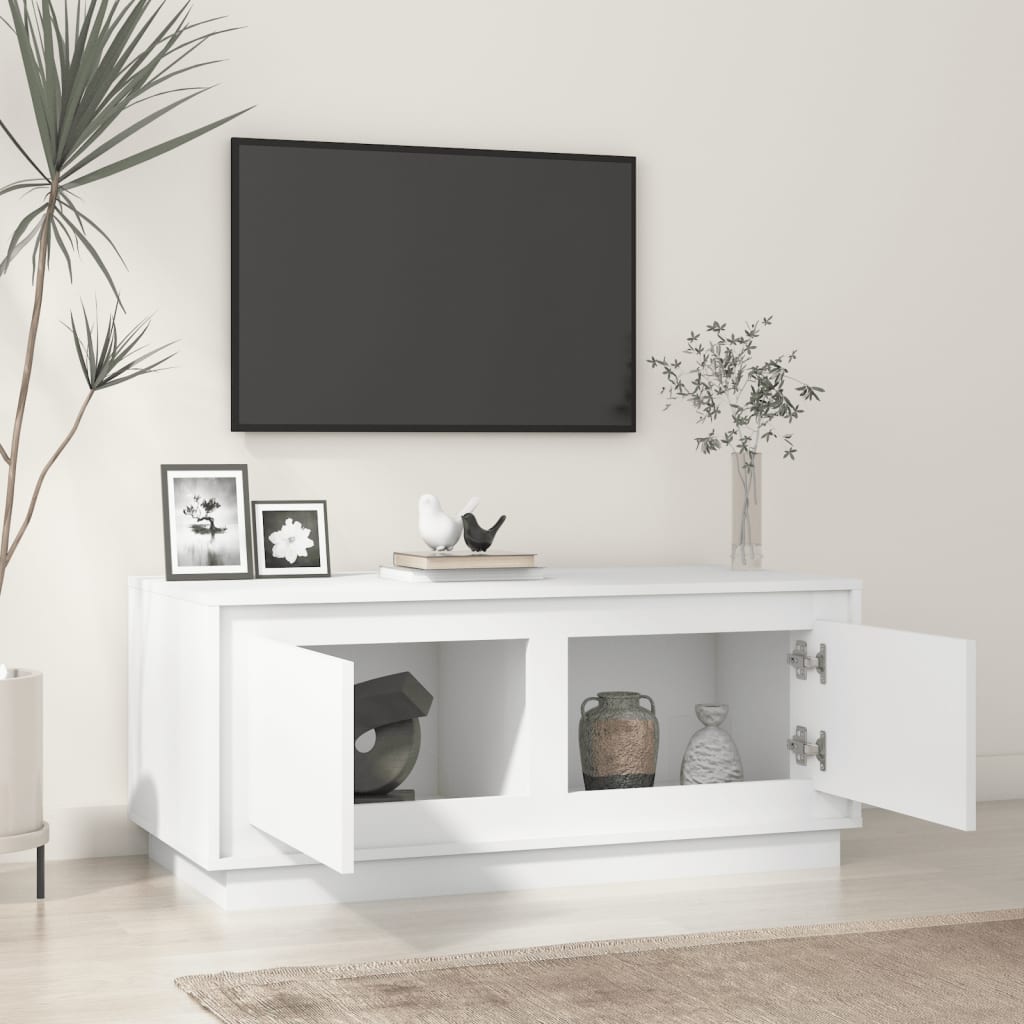 Tavolino da Salotto Bianco Lucido 102x50x44cm Legno Multistrato - homemem39