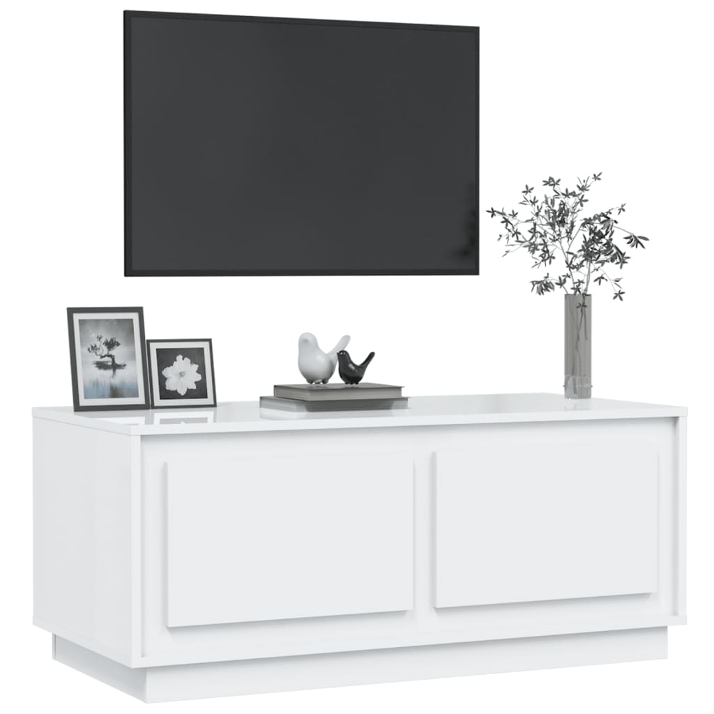 Tavolino da Salotto Bianco Lucido 102x50x44cm Legno Multistrato - homemem39