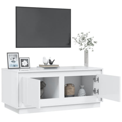 Tavolino da Salotto Bianco Lucido 102x50x44cm Legno Multistrato - homemem39