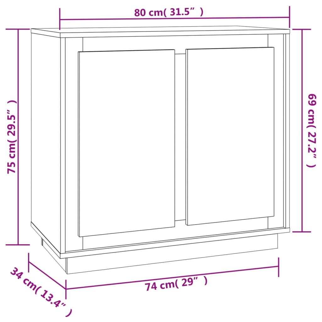 Credenza Rovere Fumo 80x34x75 cm in Legno Multistrato - homemem39