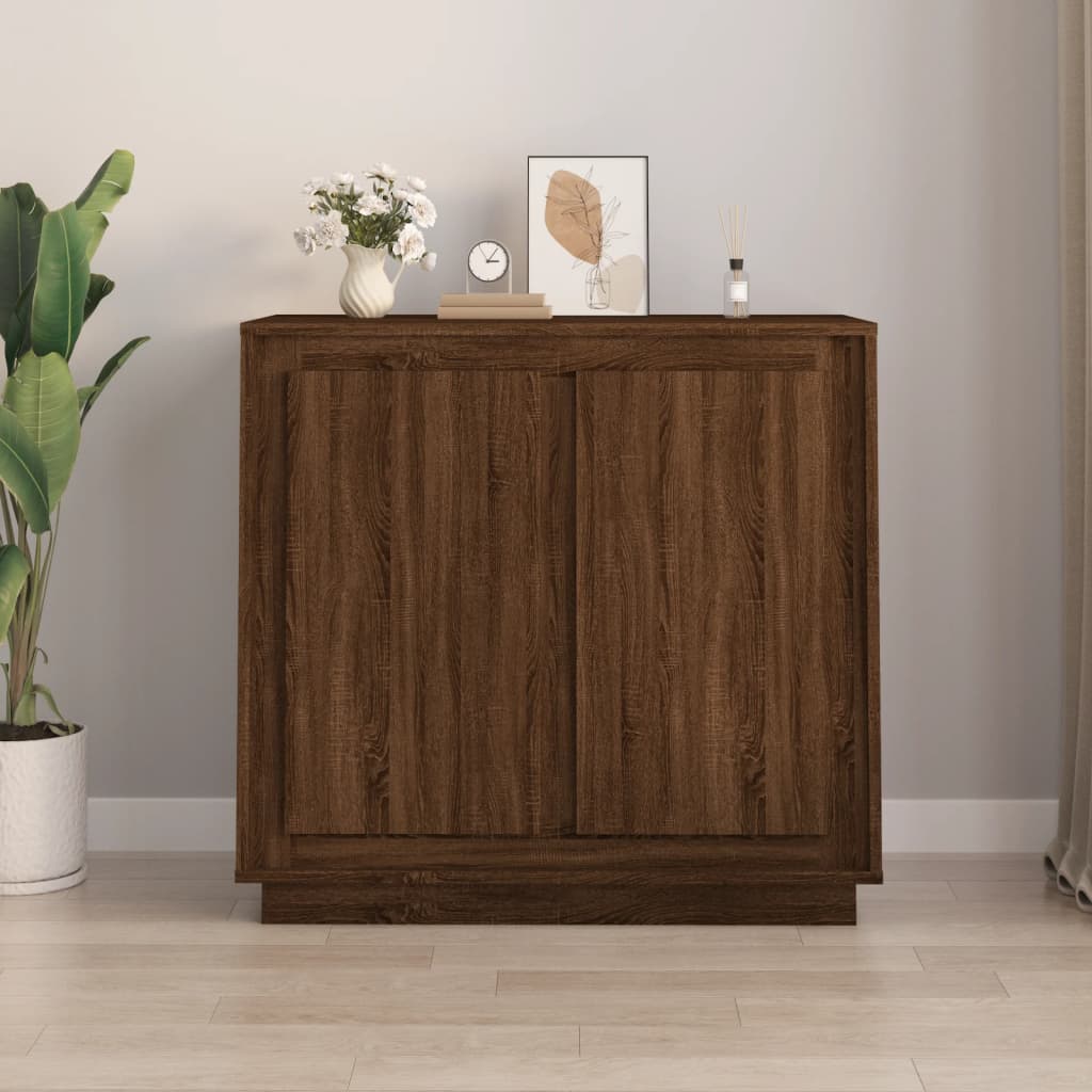 Credenza Rovere Marrone 80x34x75 cm in Legno Multistrato - homemem39