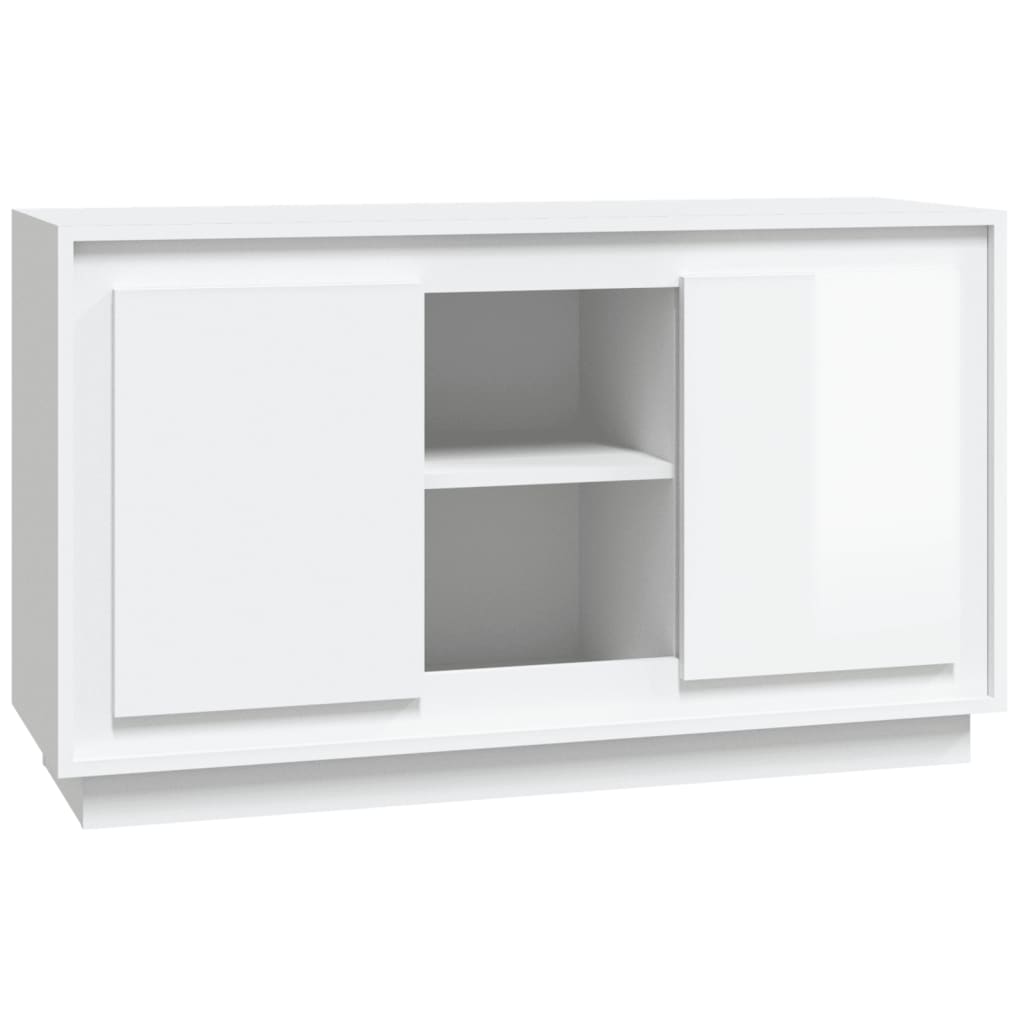 Credenza Bianco Lucido 102x35x60 cm in Legno Multistrato - homemem39