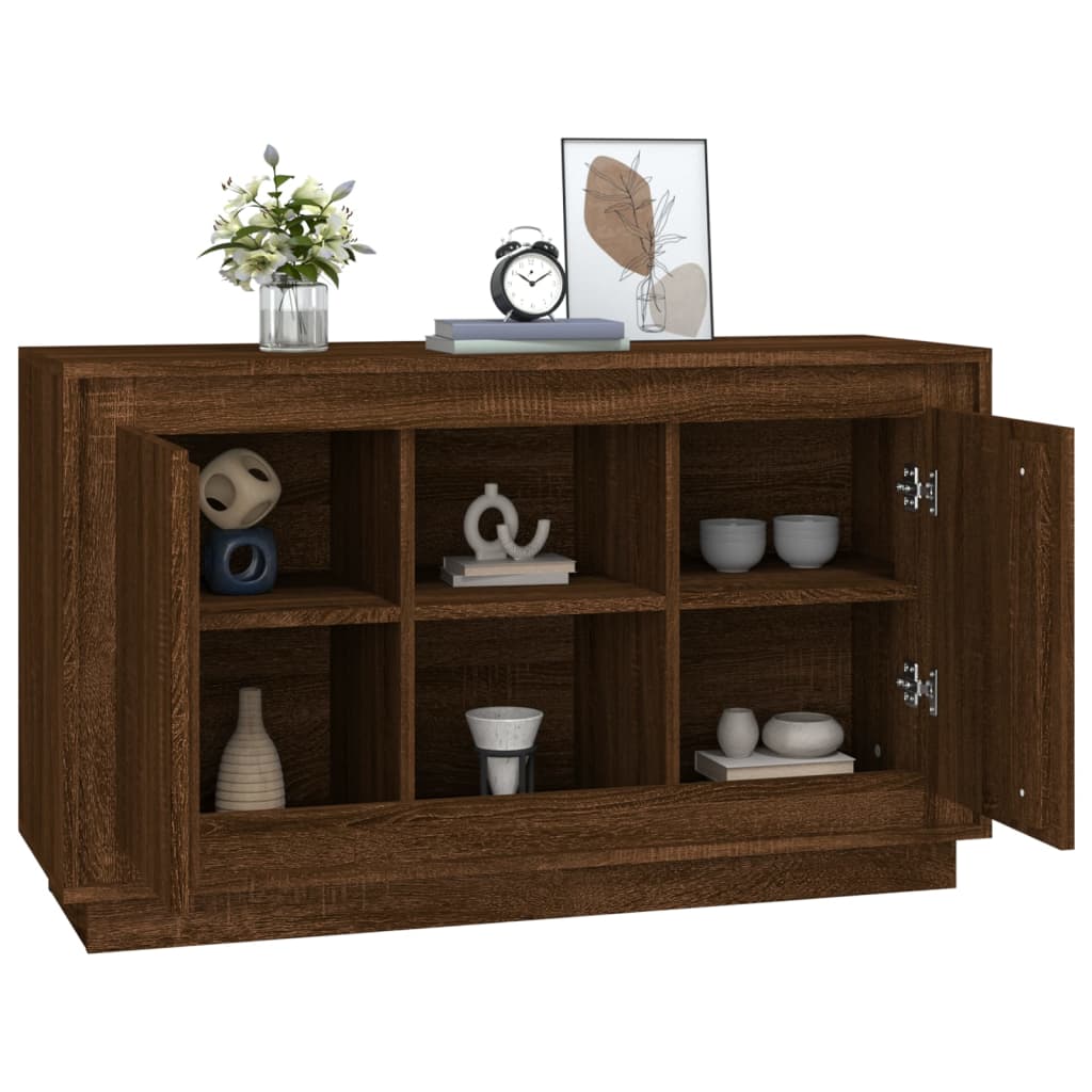 Credenza Rovere Marrone 102x35x60 cm in Legno Multistrato - homemem39