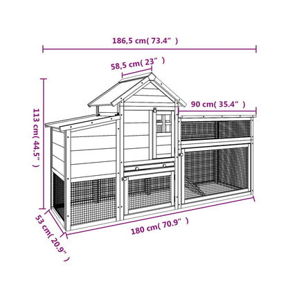 Pollaio Moka 186,5x58,5x113 cm in Legno Massello di Pino - homemem39