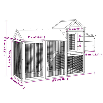 Pollaio Moka 193x65x117 cm in Legno Massello di Pino - homemem39