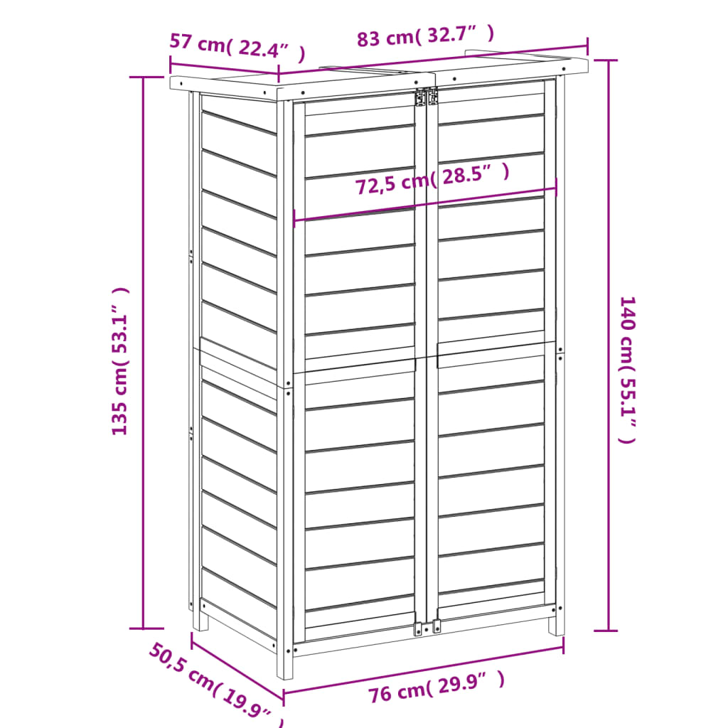 Rimessa da Giardino Grigia 83x57x140 cm Legno Massello di Pino - homemem39