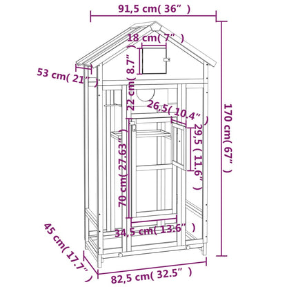 Casetta per Uccelli Grigia 91,5x53x170 cm Legno Massello Pino - homemem39