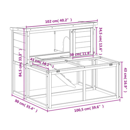 Conigliera Moka 102x90x84,5 cm in Legno Massello di Pino - homemem39