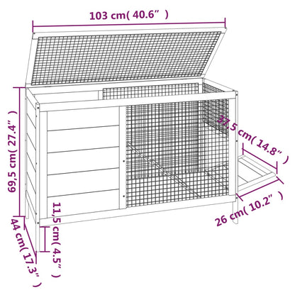 Conigliera Moka 103x44x69,5 cm in Legno Massello di Pino - homemem39