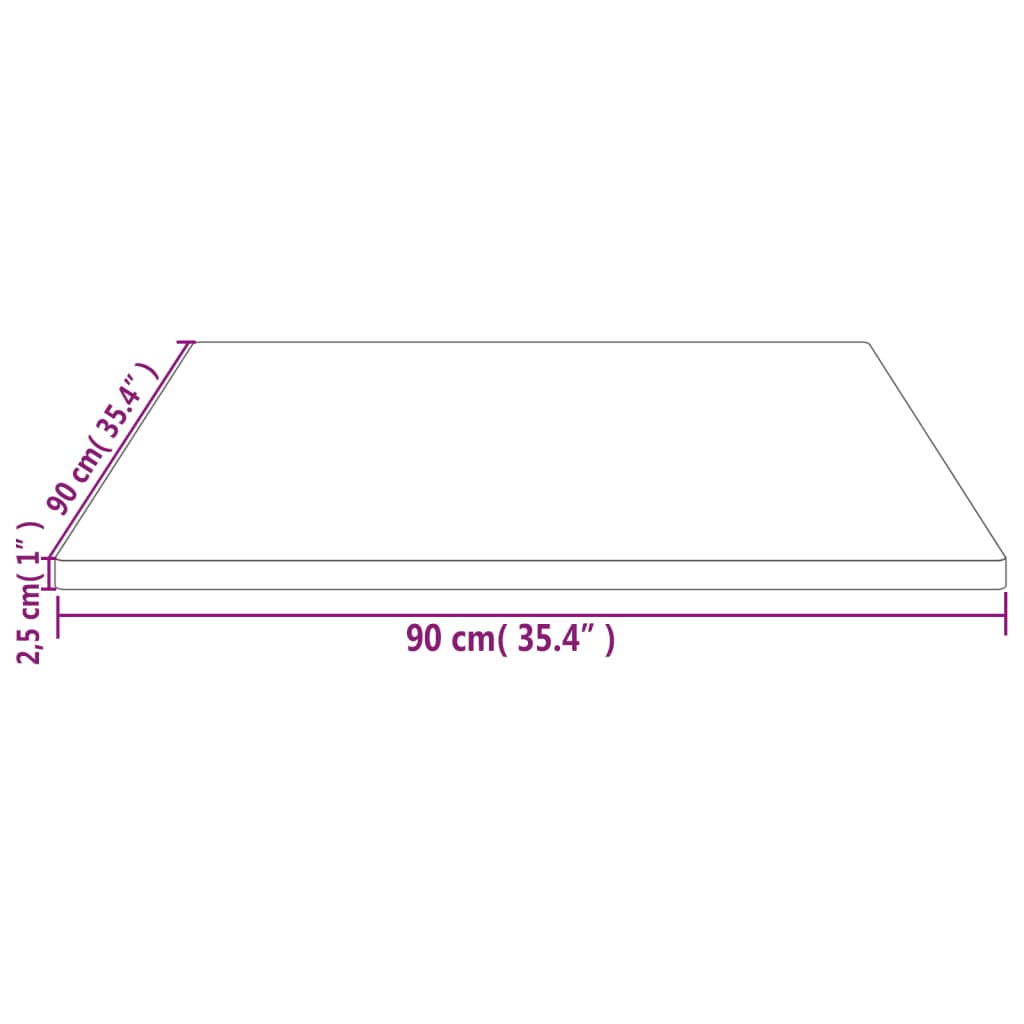 Piano Tavolo Bianco 90x90x2,5cm Legno Massello di Pino Quadrato - homemem39