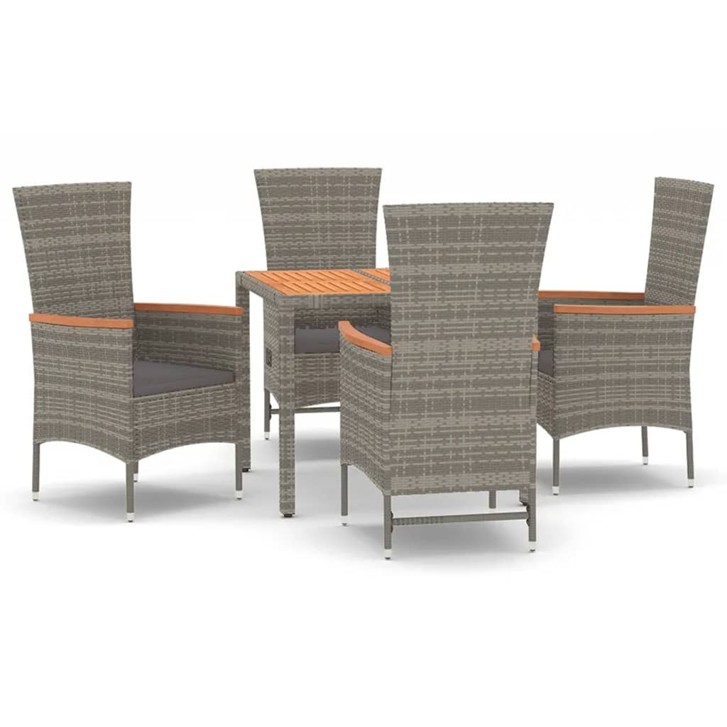 Set da Pranzo da Giardino 5 pz con Cuscini in Polyrattan Grigio - homemem39