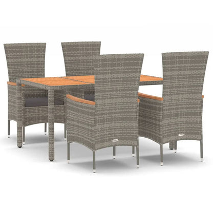 Set da Pranzo da Giardino 5 pz con Cuscini in Polyrattan Grigio - homemem39