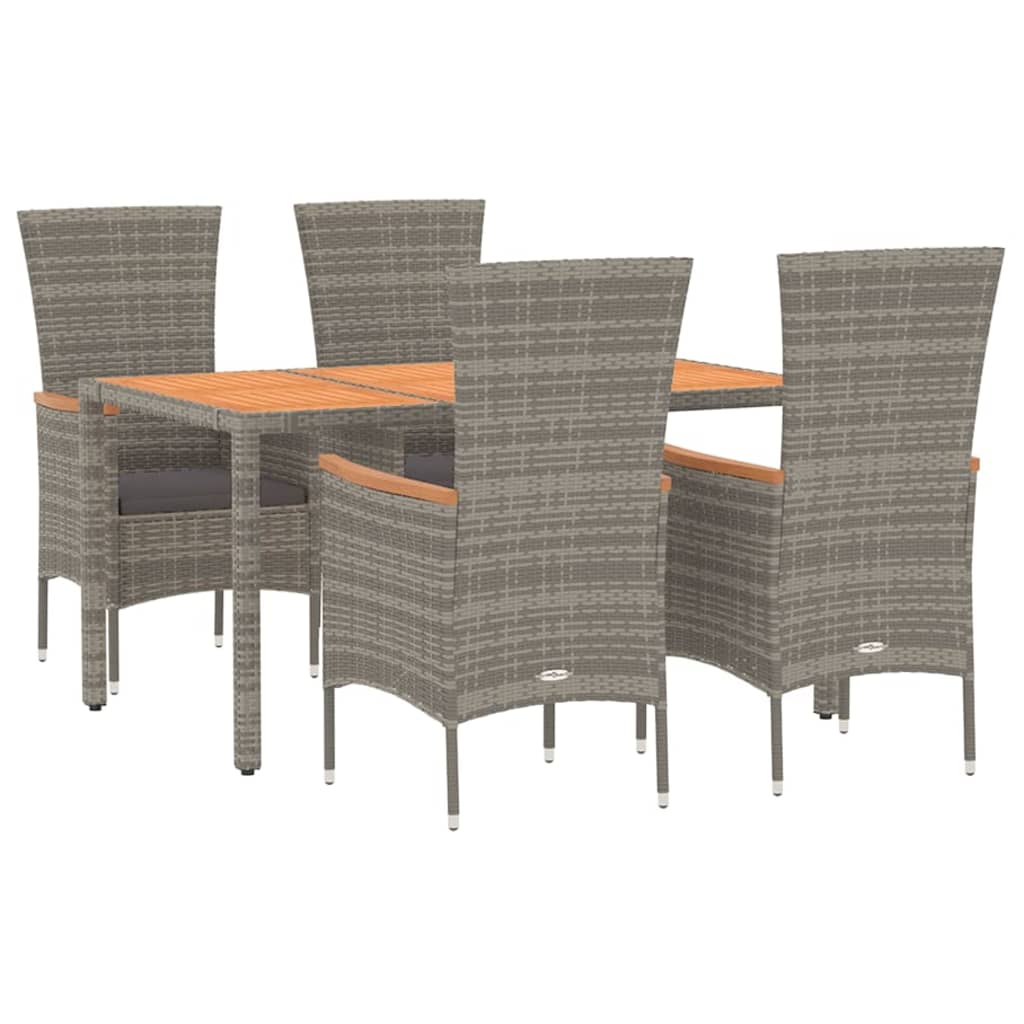 Set da Pranzo da Giardino 5 pz con Cuscini in Polyrattan Grigio - homemem39