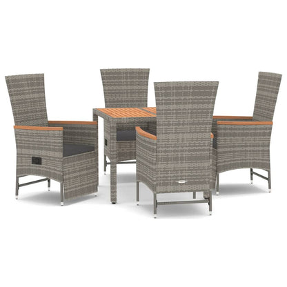 Set da Pranzo da Giardino 5 pz con Cuscini in Polyrattan Grigio - homemem39