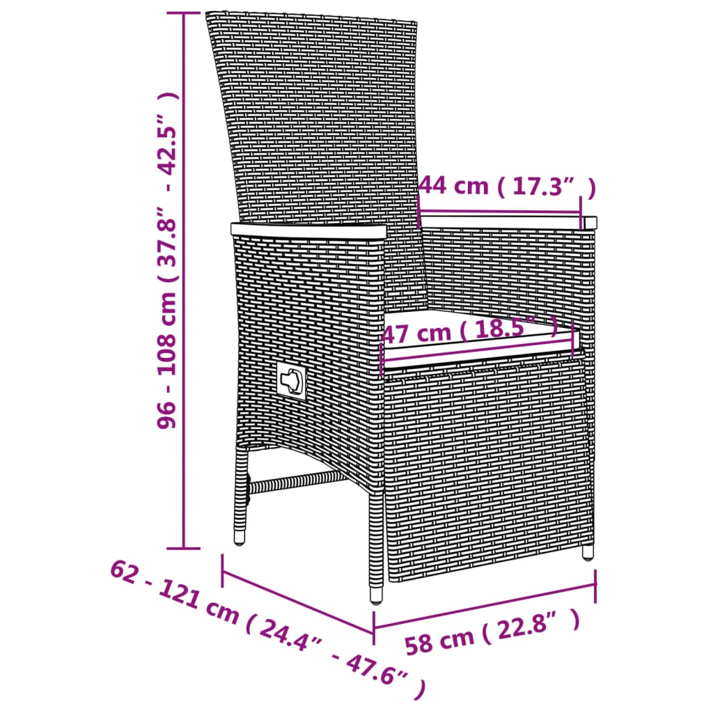 Set da Pranzo da Giardino 5 pz con Cuscini in Polyrattan Grigio - homemem39