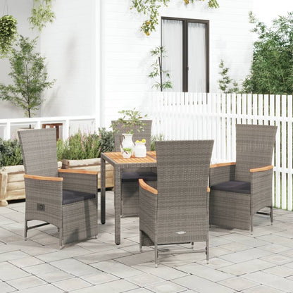 Set da Pranzo da Giardino 5 pz con Cuscini in Polyrattan Grigio - homemem39