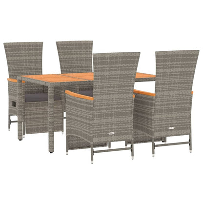 Set da Pranzo da Giardino 5 pz con Cuscini in Polyrattan Grigio - homemem39