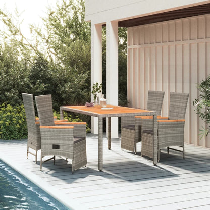 Set da Pranzo da Giardino 5 pz con Cuscini in Polyrattan Grigio - homemem39