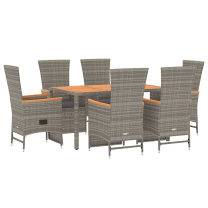 Set da Pranzo da Giardino 7 pz con Cuscini in Polyrattan Grigio - homemem39