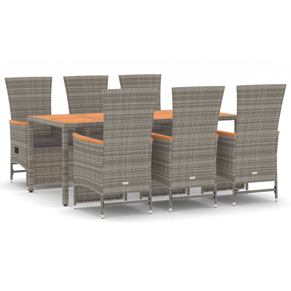 Set da Pranzo da Giardino 7 pz con Cuscini in Polyrattan Grigio - homemem39