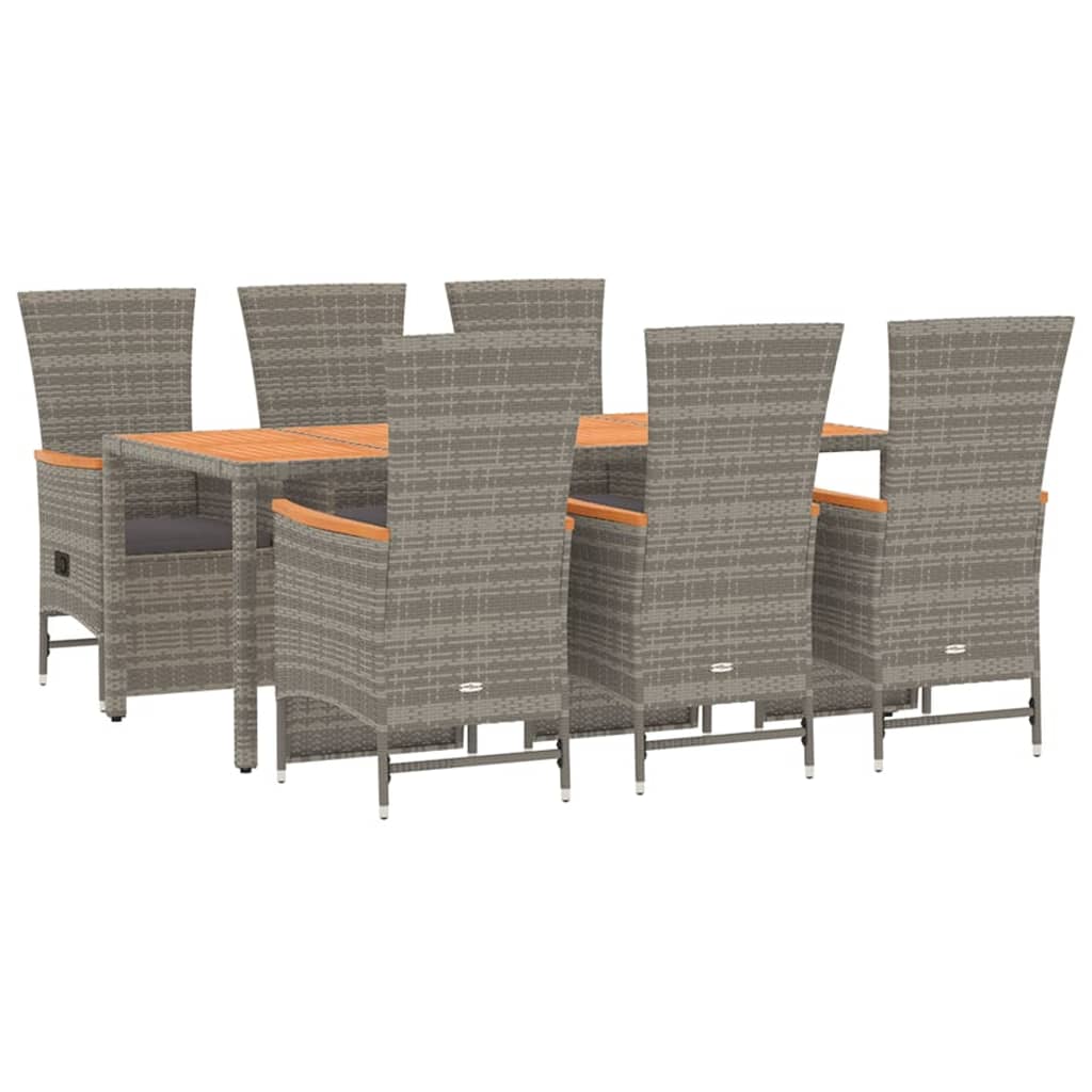 Set da Pranzo da Giardino 7 pz con Cuscini in Polyrattan Grigio - homemem39