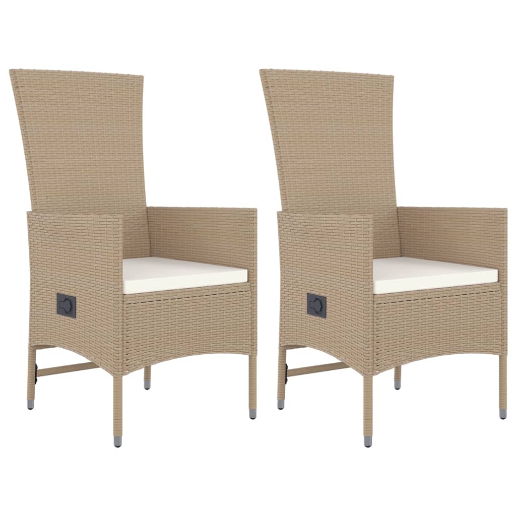 Set da Pranzo da Giardino 3 pz con Cuscini Beige in Polyrattan - homemem39