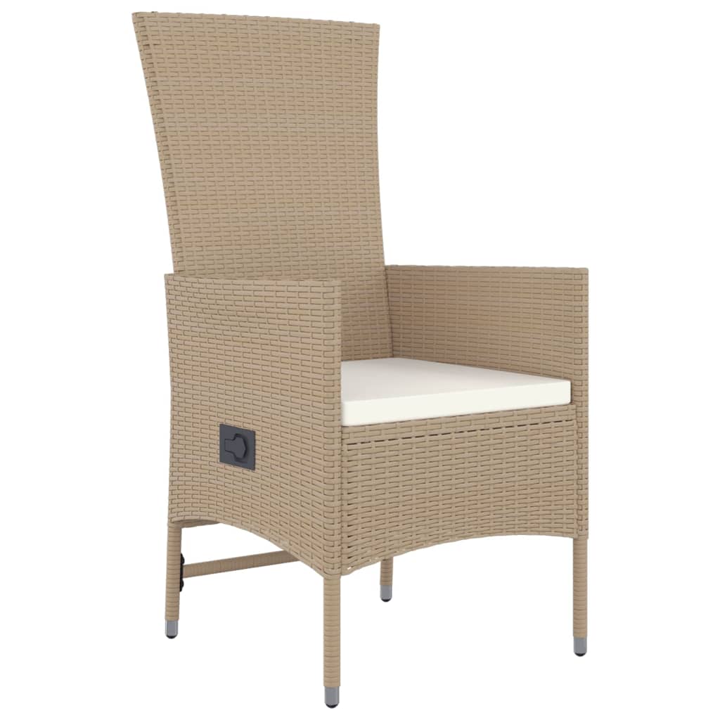 Set da Pranzo da Giardino 3 pz con Cuscini Beige in Polyrattan - homemem39