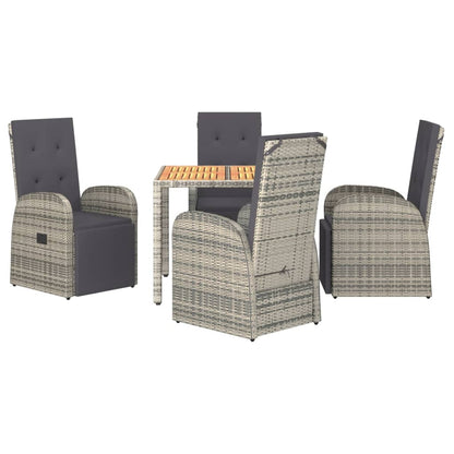 Set da Pranzo da Giardino 5 pz con Cuscini in Polyrattan Grigio - homemem39