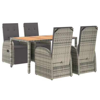 Set da Pranzo da Giardino 5 pz con Cuscini in Polyrattan Grigio - homemem39