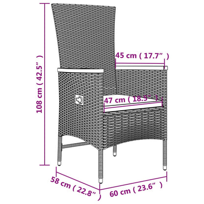 Set Mobili Giardino 3pz Grigio Polyrattan Legno Massello Acacia - homemem39