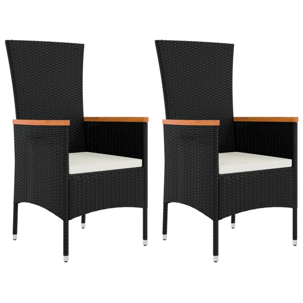 Set Mobili da Giardino 3 pz Nero Polyrattan e Acciaio - homemem39