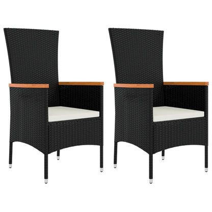 Set Mobili da Giardino 3 pz Nero Polyrattan e Acciaio - homemem39