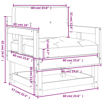 Sedie da Giardino con Cuscini 2 pz in Legno Impregnato di Pino - homemem39