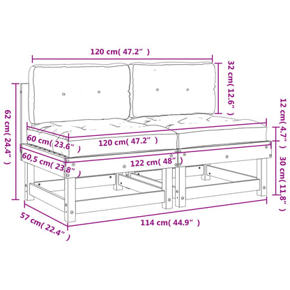 Divani Centrali con Cuscini 2 pz in Legno Massello di Douglas - homemem39