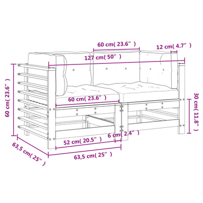 Divani Angolari con Cuscini 2pz in Legno Massello di Pino Miele - homemem39