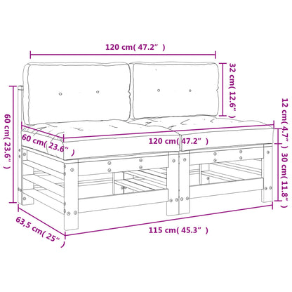 Divani Centrali con Cuscini 2pz in Legno Massello di Pino Miele - homemem39