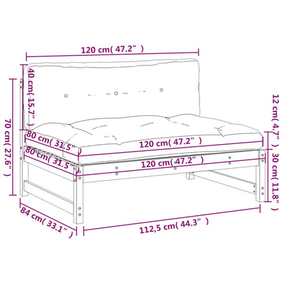 Divano Centrale 120x80 cm in Legno Massello di Pino - homemem39