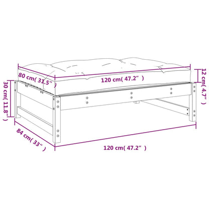 Poggiapiedi da Giardino 120x80 cm Legno Massello di Pino Grigio - homemem39