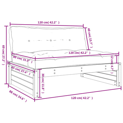 Divano Centrale 120x80 cm in Legno Massello di Pino - homemem39