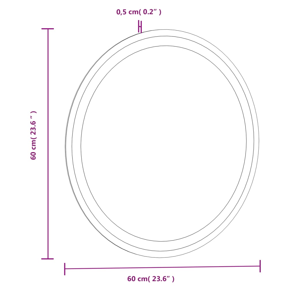 Specchio da Bagno LED 60 cm Rotondo - homemem39