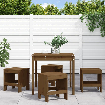 Set da Pranzo da Giardino 5 pz Miele in Legno Massello di Pino - homemem39