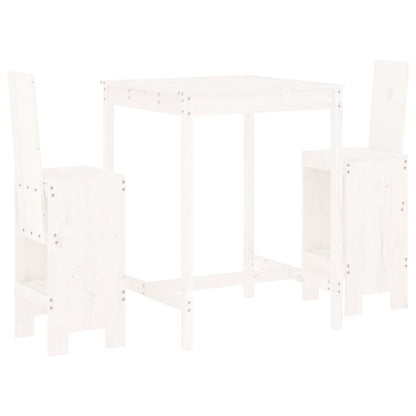 Set Bar da Giardino 3 pz Bianco in Legno Massello di Pino - homemem39